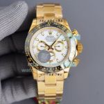 All Gold Rolex Cosmograph Daytona Replica Watch White Dial Black Ceramic Bezel 40MM